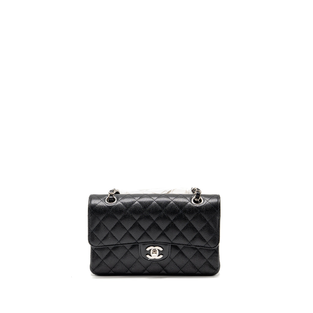 CHANEL SMALL CLASSIC DOUBLE FLAP BAG CAVIAR BLACK SHW