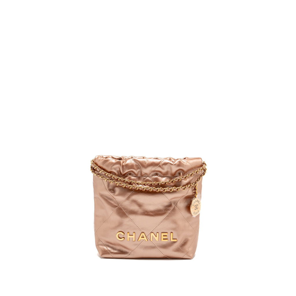 CHANEL MINI 22 BAG SHINY CALFSKIN LIGHT PINK LGHW (MICROCHIP)