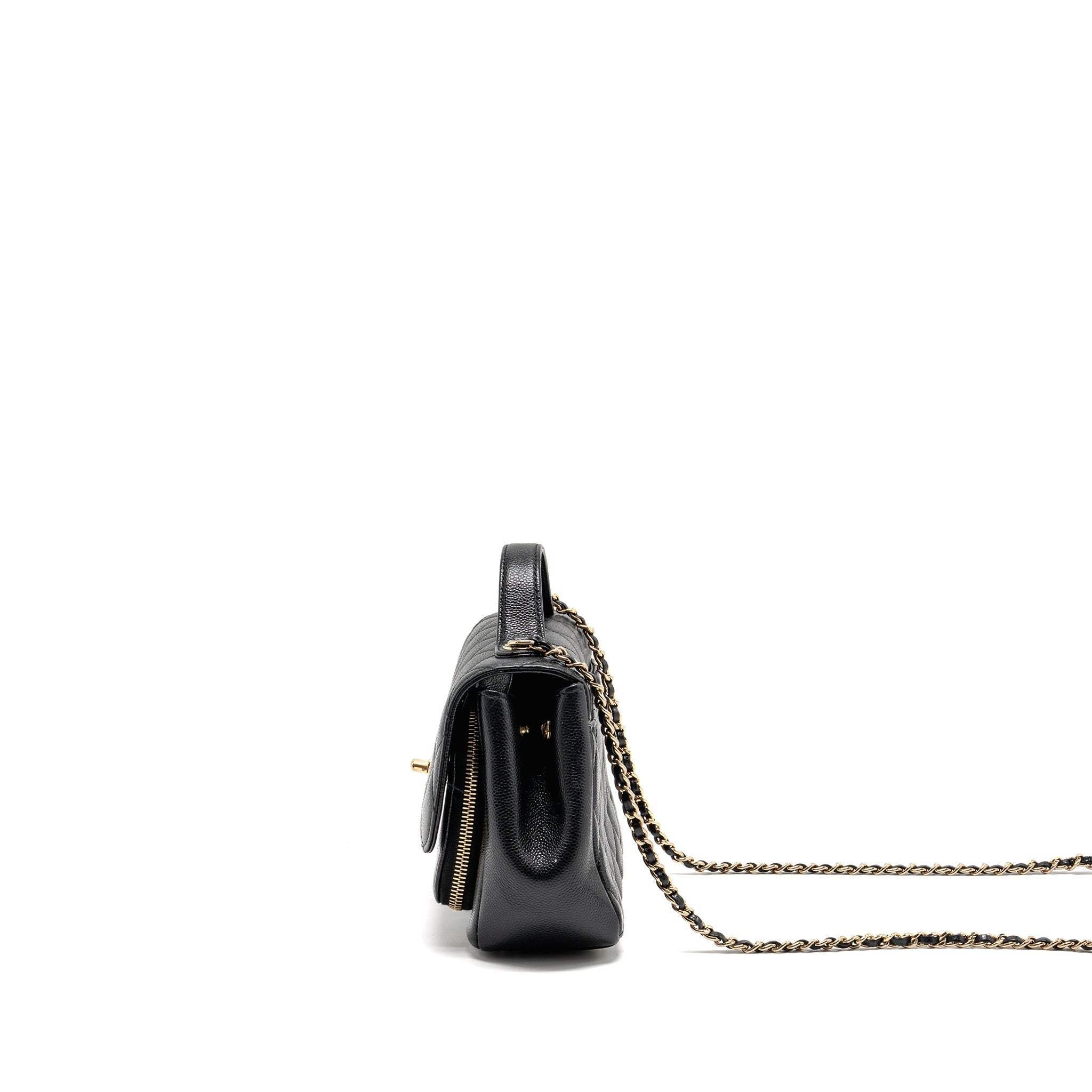 CHANEL SMALL BUSINESS AFFINITY CAVIAR BLACK LGHW