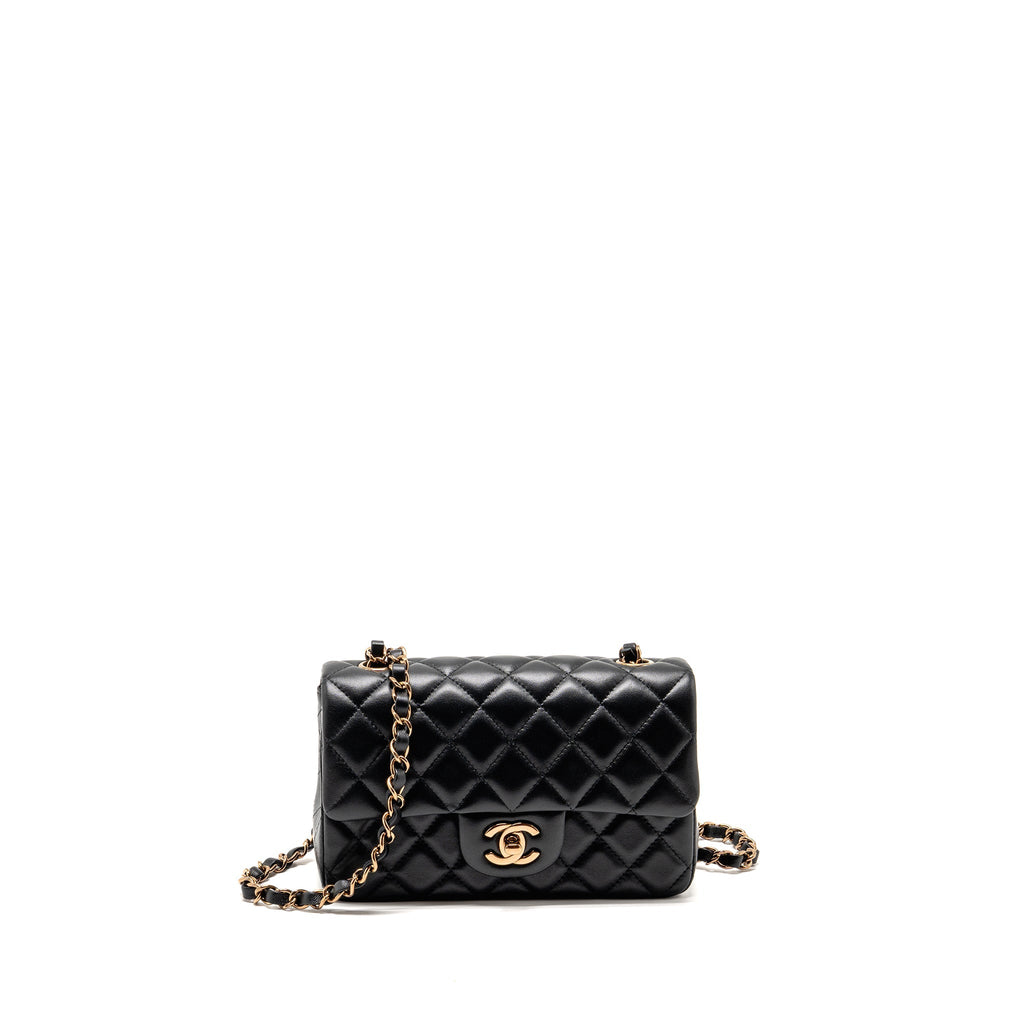 CHANEL MINI RECTANGULAR FLAP BAG LAMBSKIN BLACK RGHW (MICROCHIP)