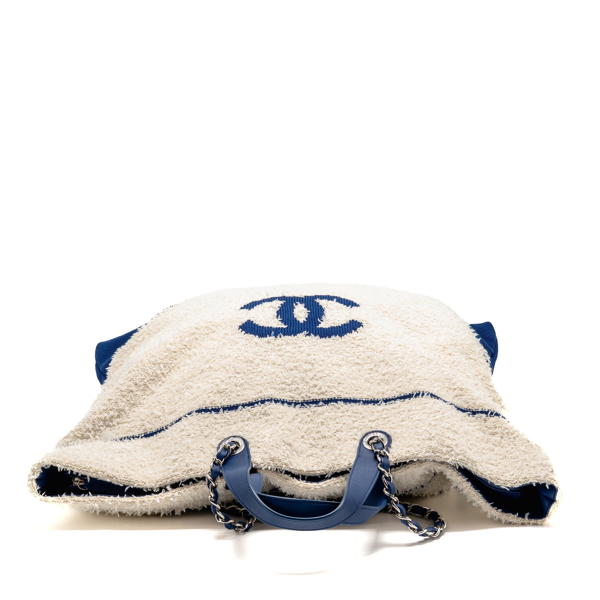 CHANEL 19P DEAUVILLE BIARRITZ VENICE TOTE TWEED WHITE / BLUE SHW