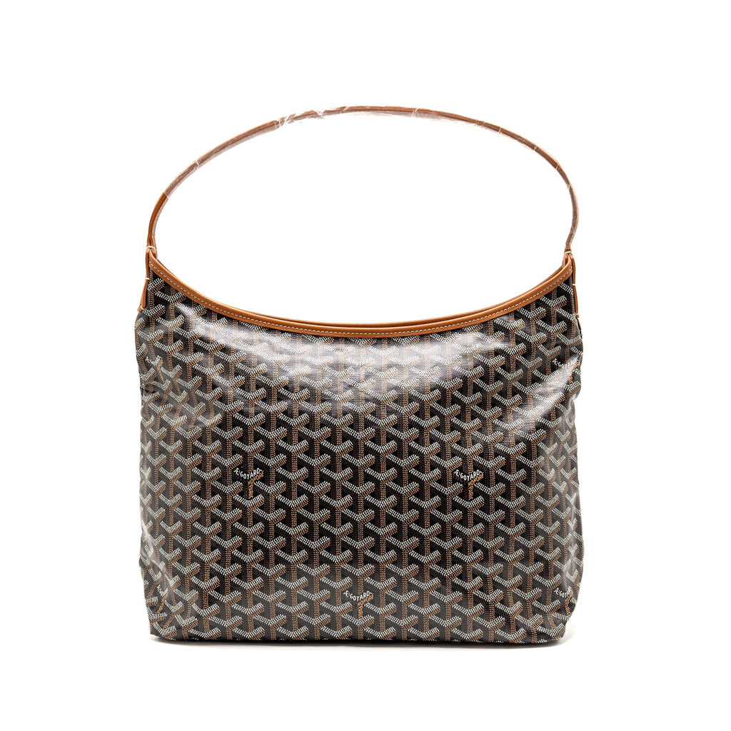 GOYARD BOHEME PM HOBO BAG GOYARDINE CANVAS/CALFSKIN BLACK/NATUREL SHW