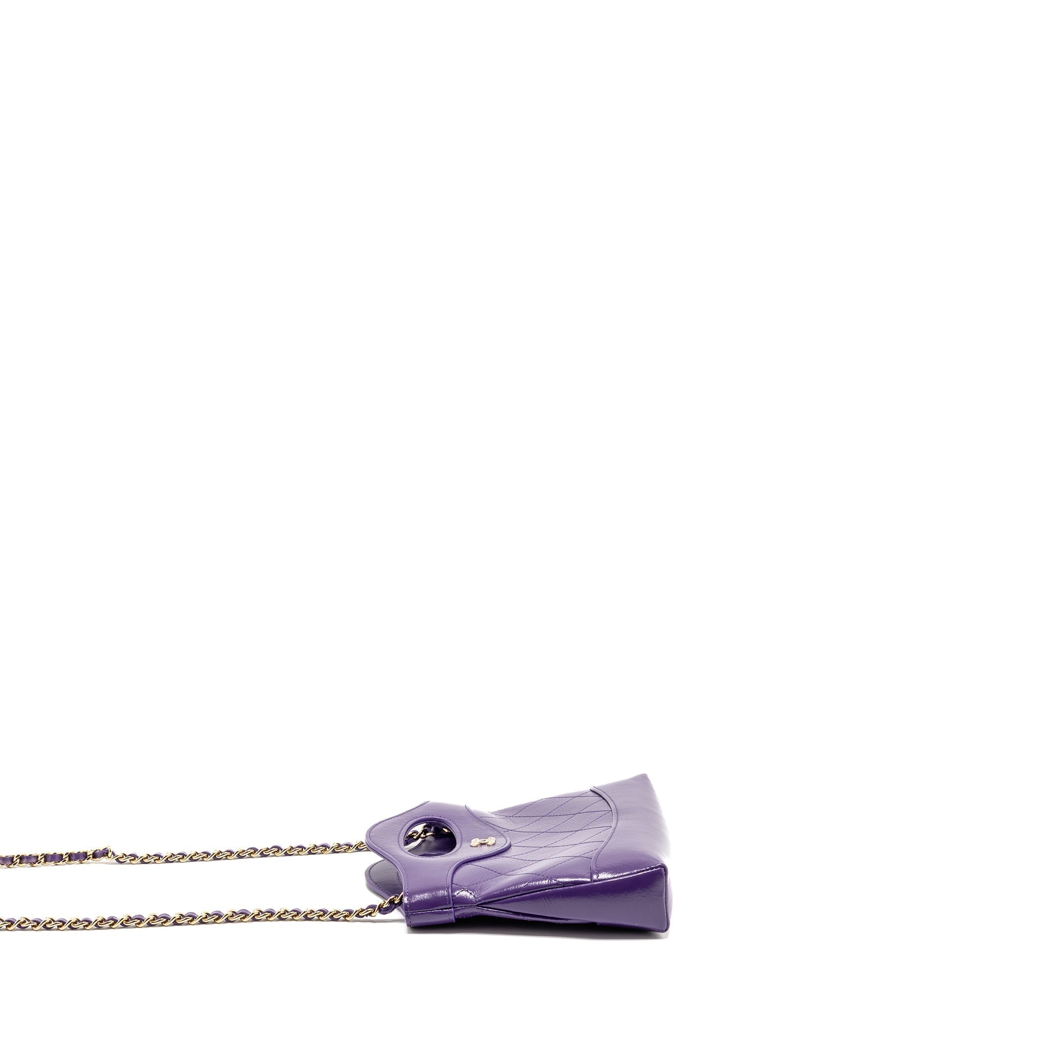 CHANEL MINI 31 CLUTCH WITH CHAIN SHINY CALFSKIN PURPLE LGHW (MICROCHIP)