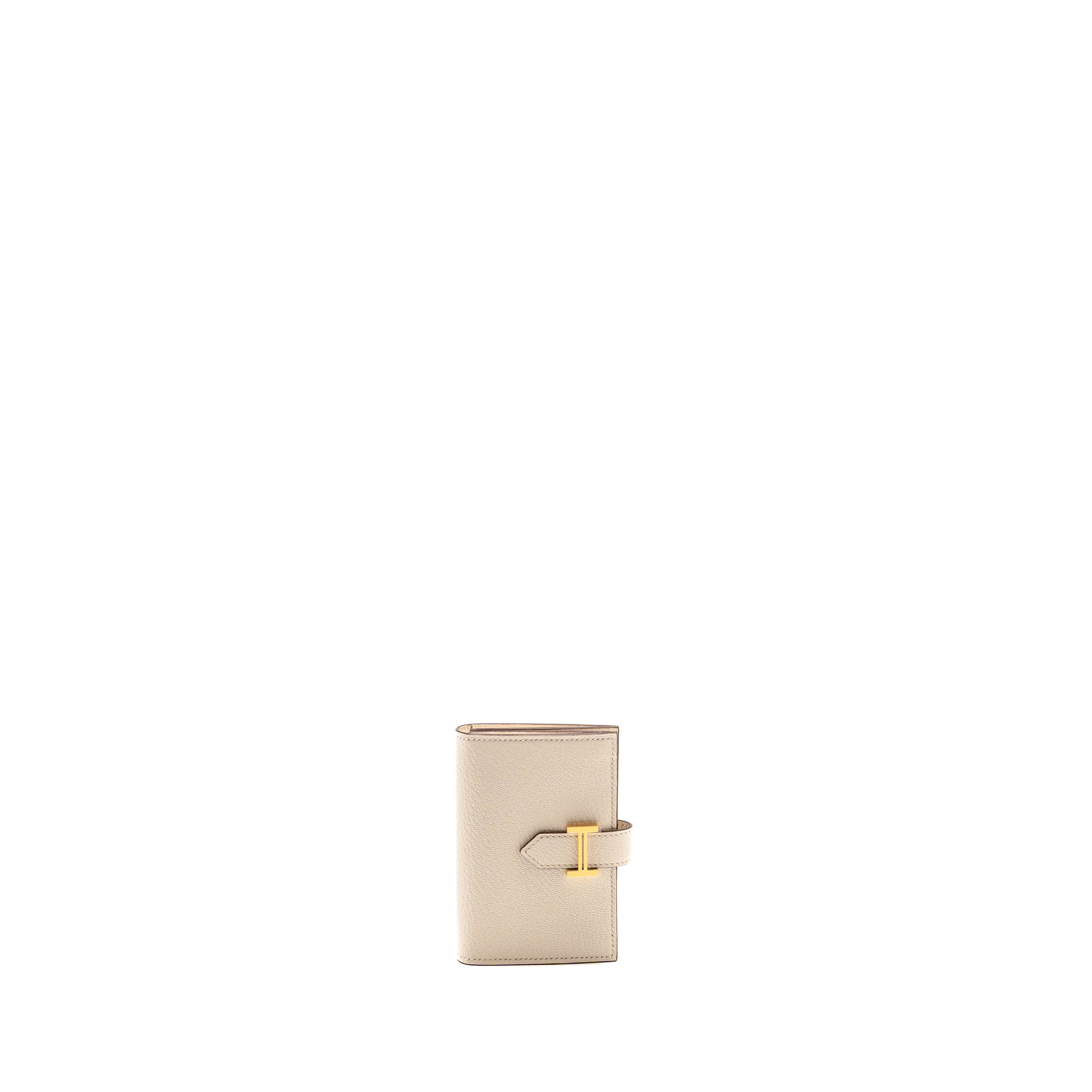 HERMES BEARN CARD HOLDER CHÈVRE MYSORE GOATSKIN NATA GHW