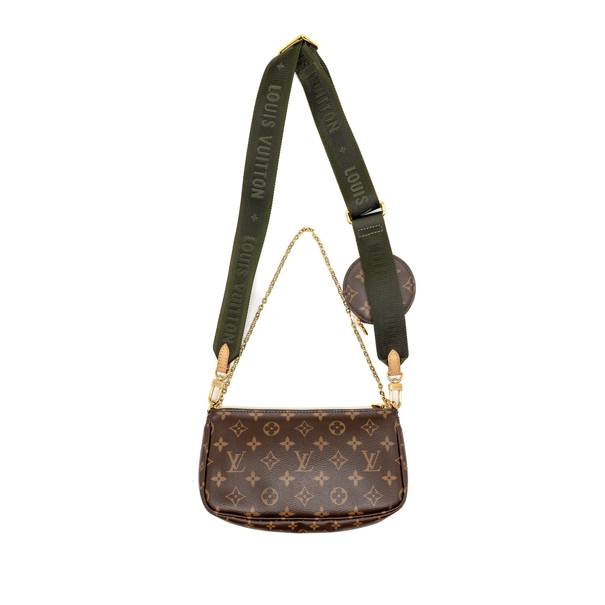 LOUIS VUITTON MULTI POCHETTE ACCESSORIES KHAKI STRAP MONOGRAM CANVAS GHW