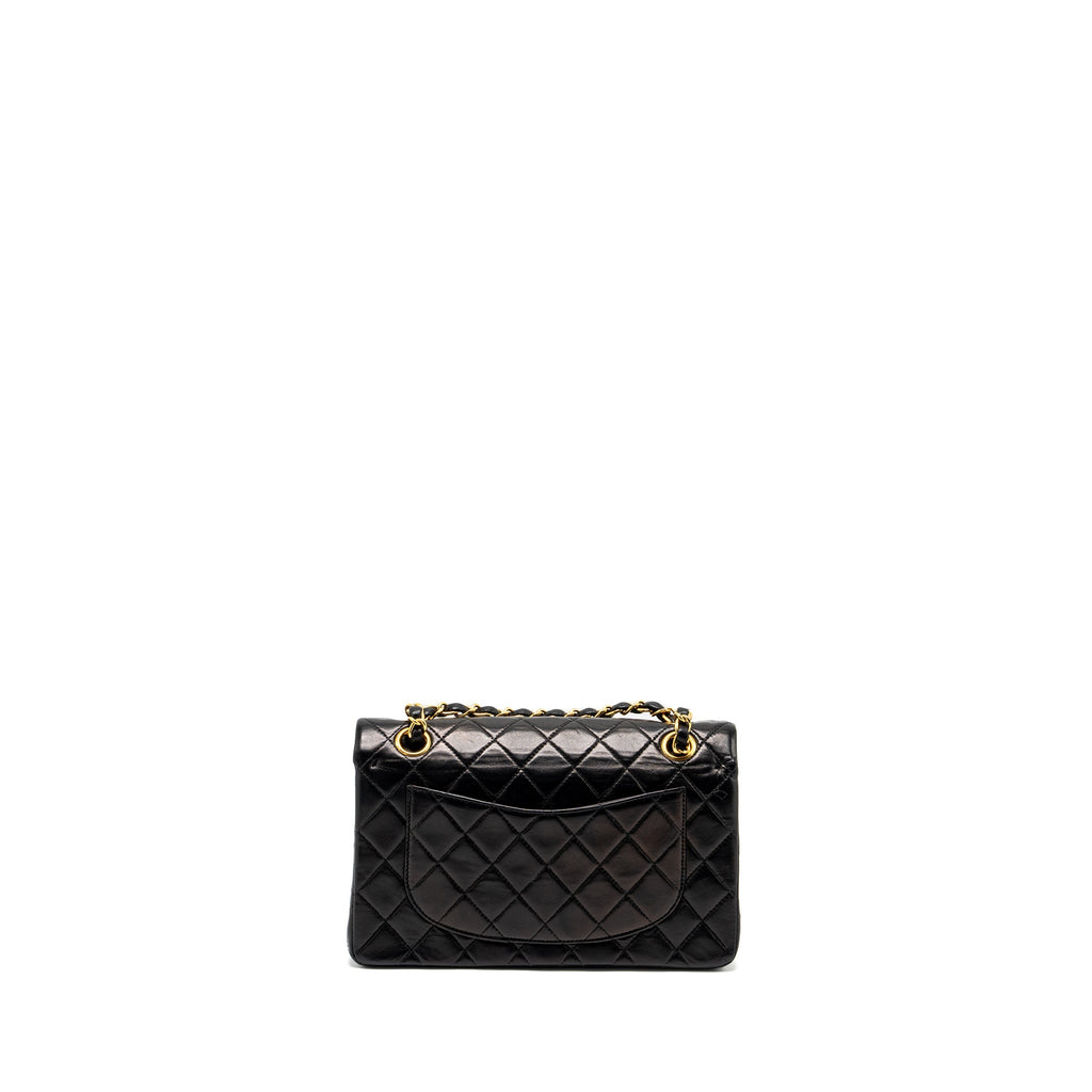 CHANEL VINTAGE SMALL CLASSIC DOUBLE FLAP BAG LAMBSKIN BLACK GHW