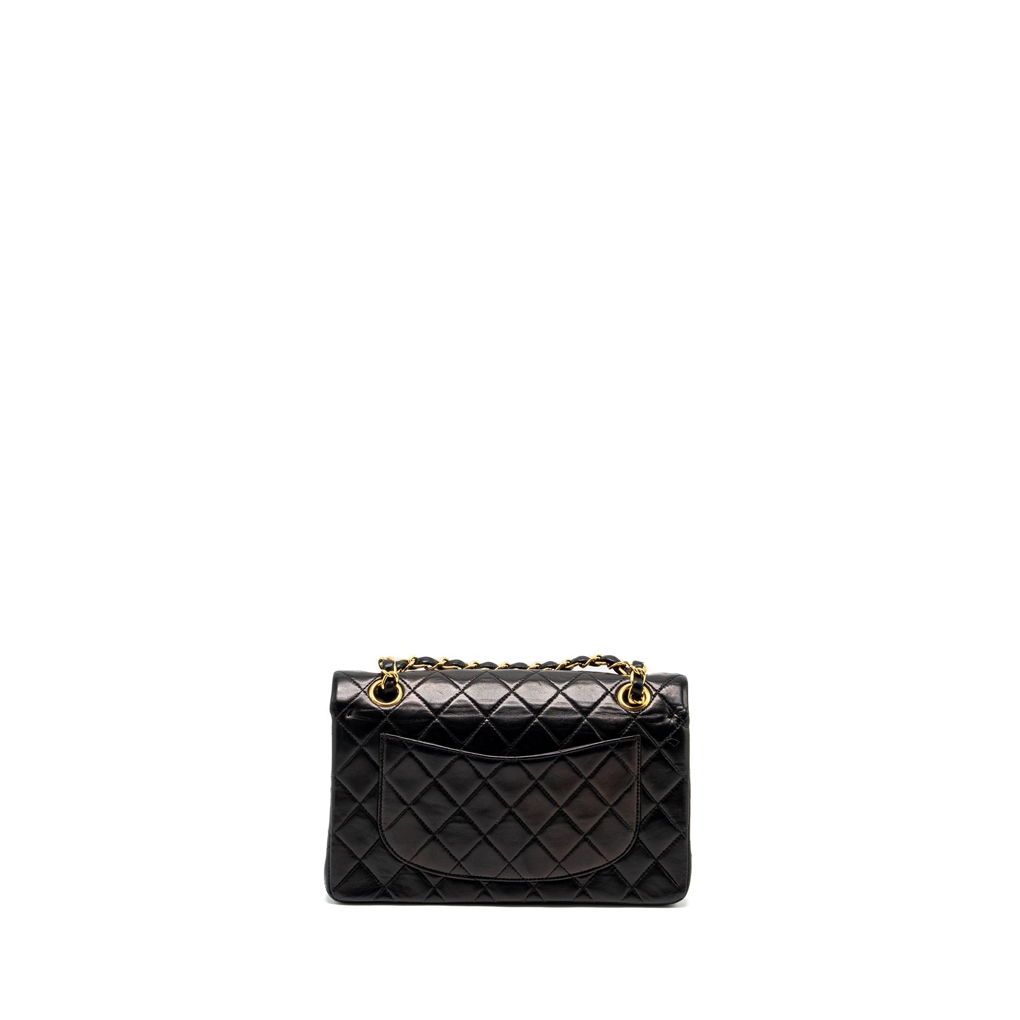 CHANEL VINTAGE SMALL CLASSIC DOUBLE FLAP BAG LAMBSKIN BLACK GHW