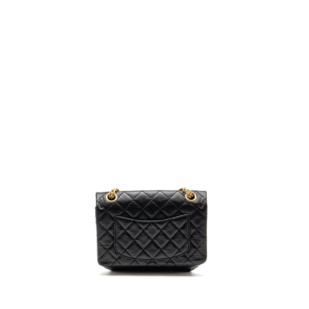 CHANEL MINI 2.55 REISSUE AGED CALFSKIN BLACK GHW (MICROCHIP)