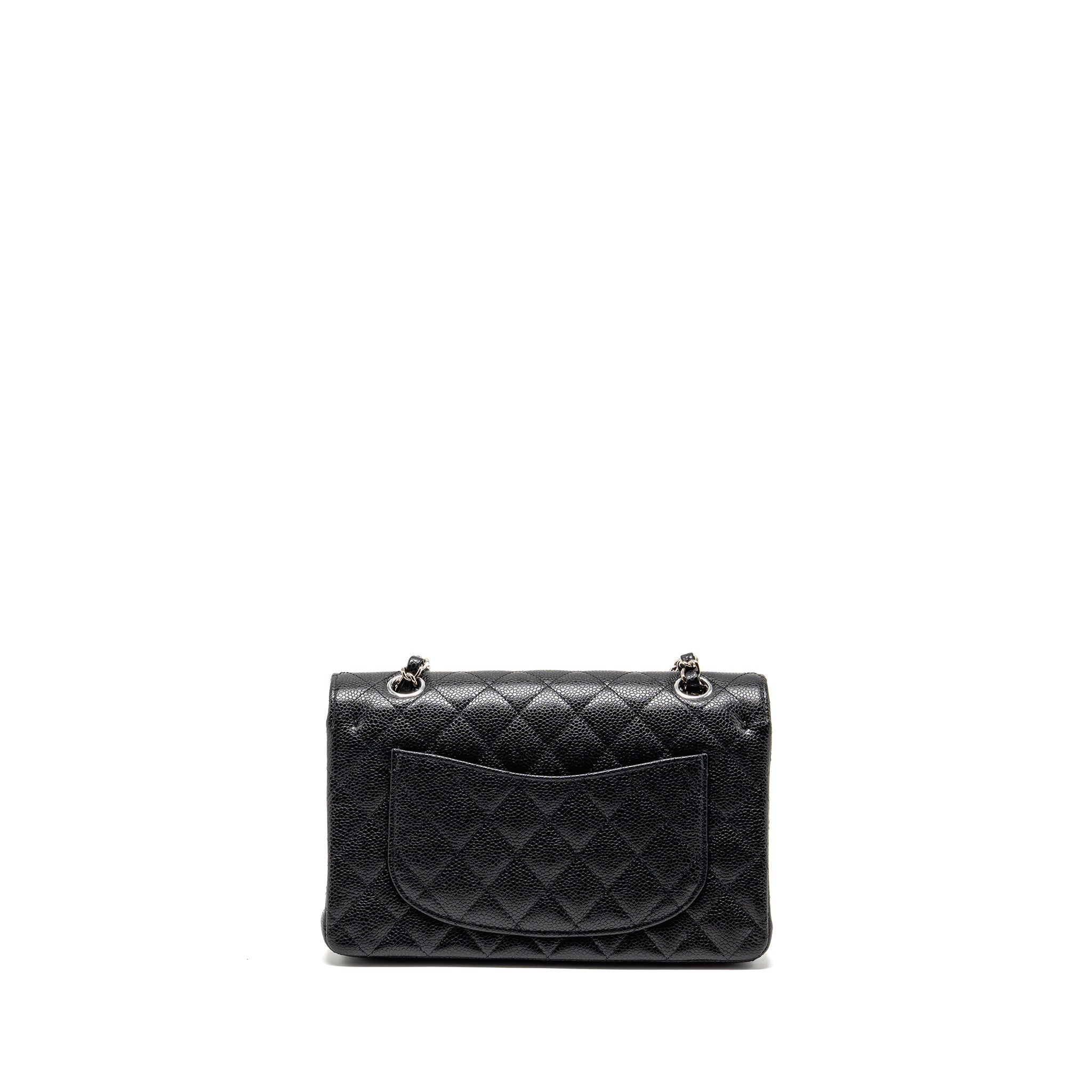 CHANEL SMALL CLASSIC DOUBLE FLAP BAG CAVIAR BLACK SHW