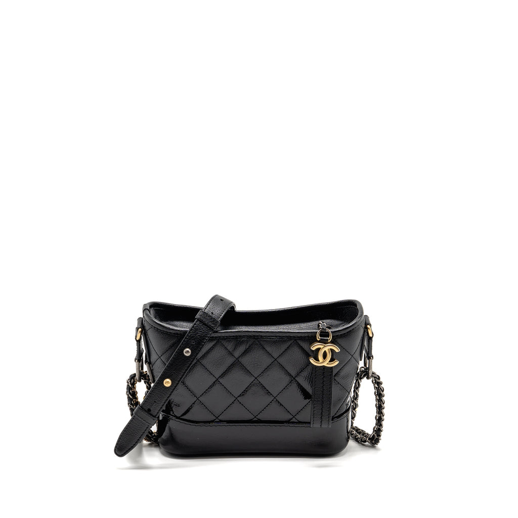 CHANEL SMALL GABRIELLE HOBO BAG GOATSKIN/PATENT BLACK MULTICOLOUR HARDWARE