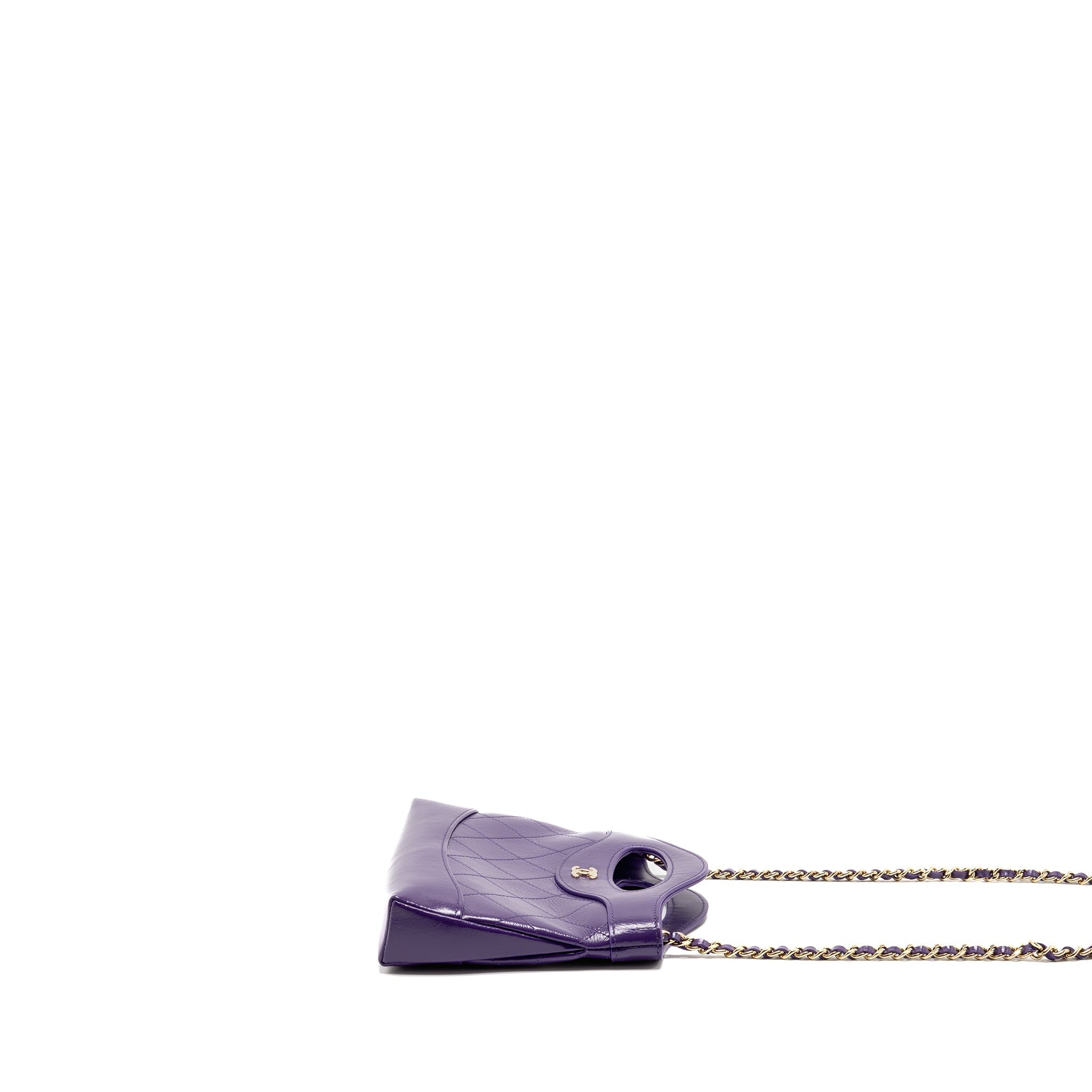 CHANEL MINI 31 CLUTCH WITH CHAIN SHINY CALFSKIN PURPLE LGHW (MICROCHIP)