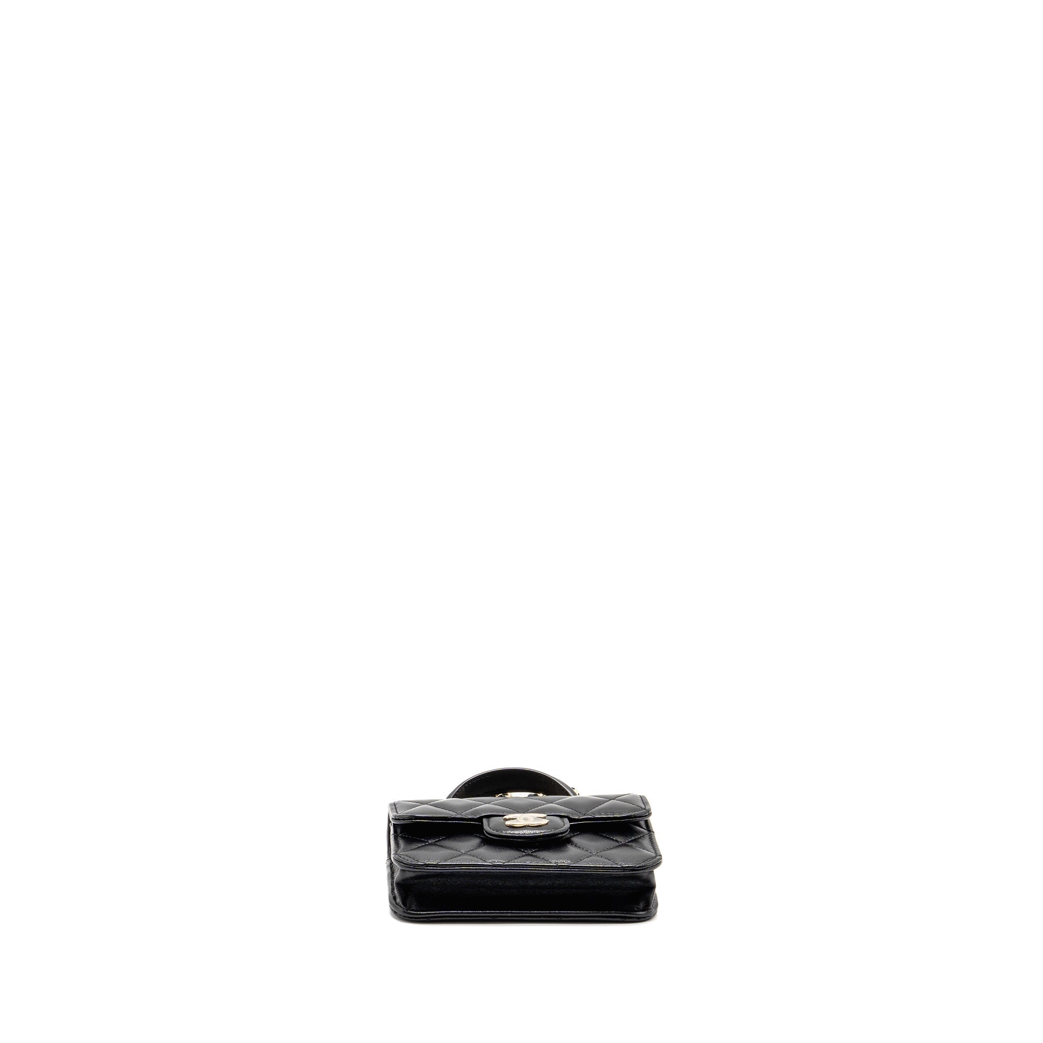 CHANEL TOP HANDLE MINI FLAP BAG LAMBSKIN BLACK LGHW