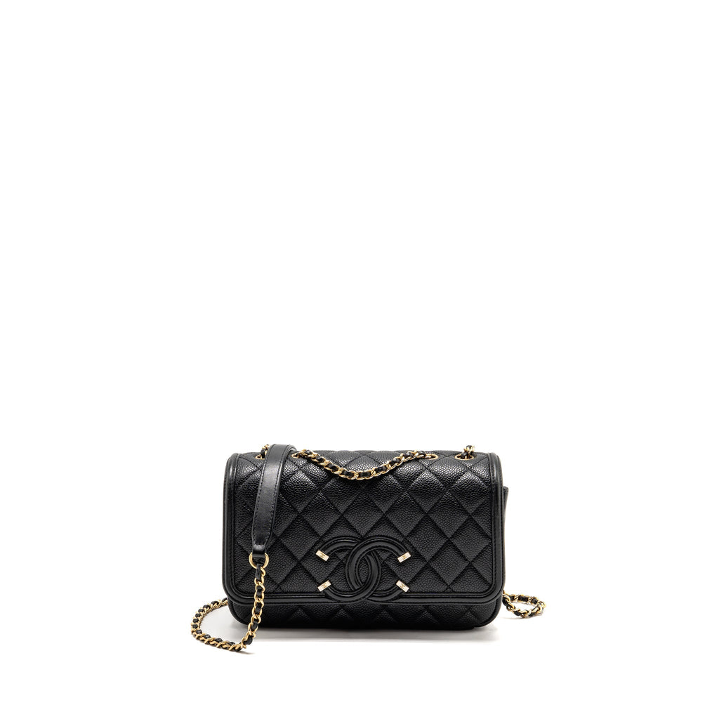 CHANEL FILIGREE FLAP BAG CAVIAR BLACK GHW