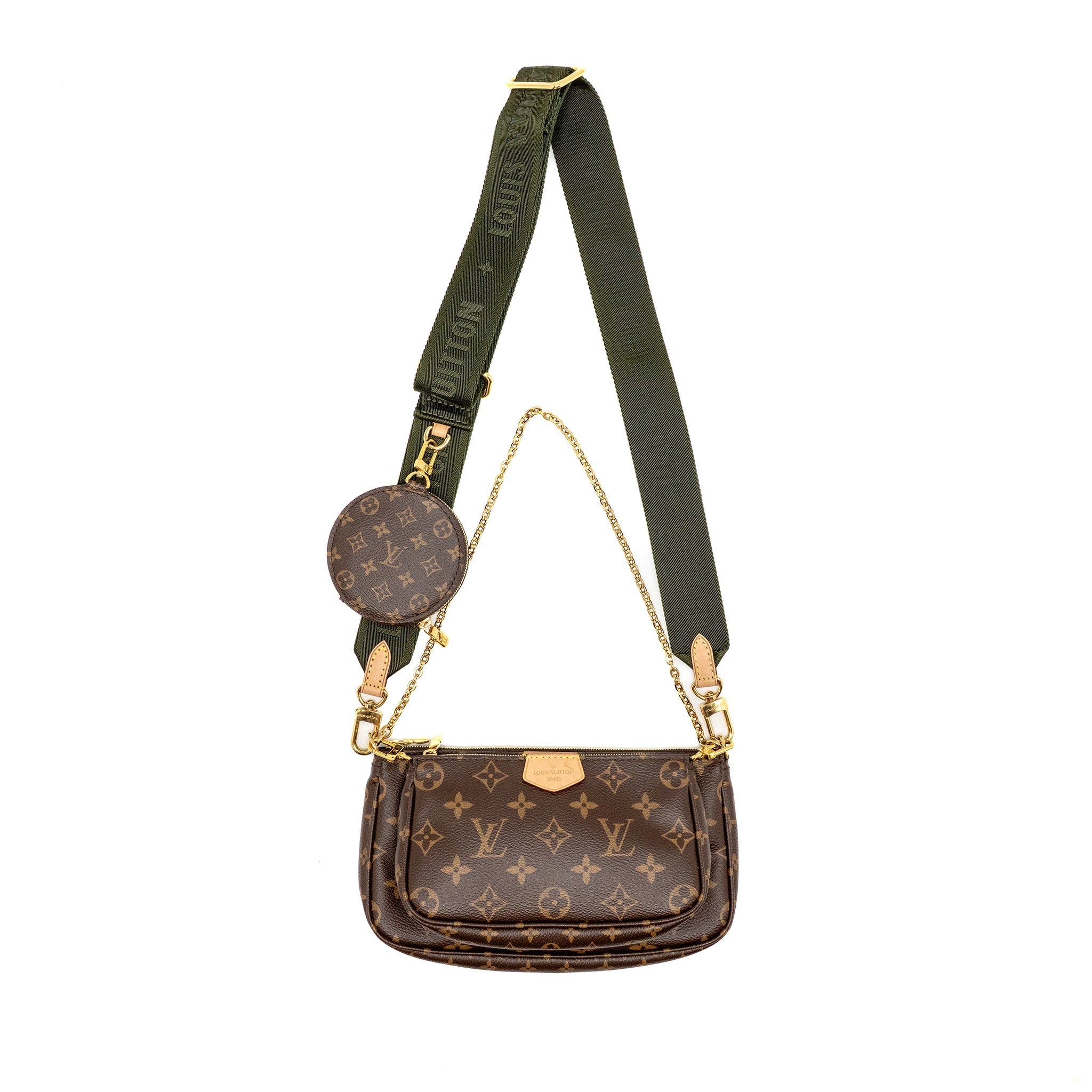 LOUIS VUITTON MULTI POCHETTE ACCESSORIES KHAKI STRAP MONOGRAM CANVAS GHW