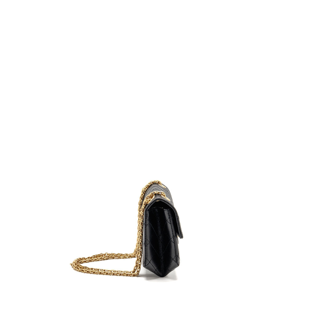 CHANEL MINI 2.55 REISSUE AGED CALFSKIN BLACK GHW (MICROCHIP)