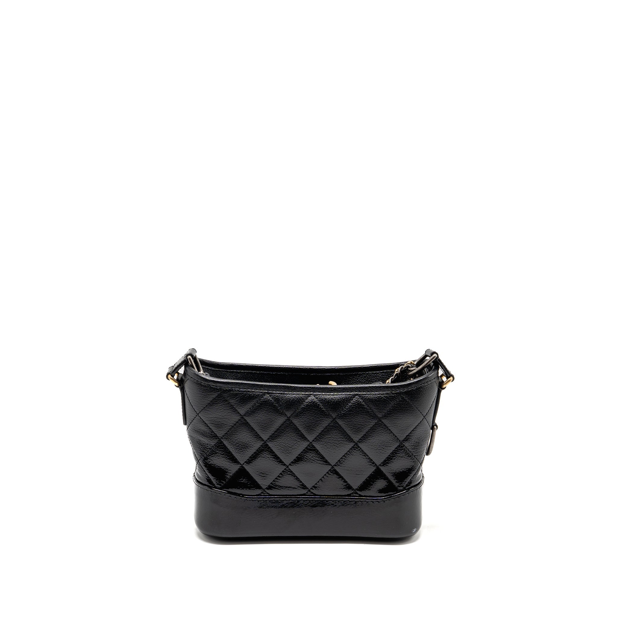 CHANEL SMALL GABRIELLE HOBO BAG GOATSKIN/PATENT BLACK MULTICOLOUR HARDWARE