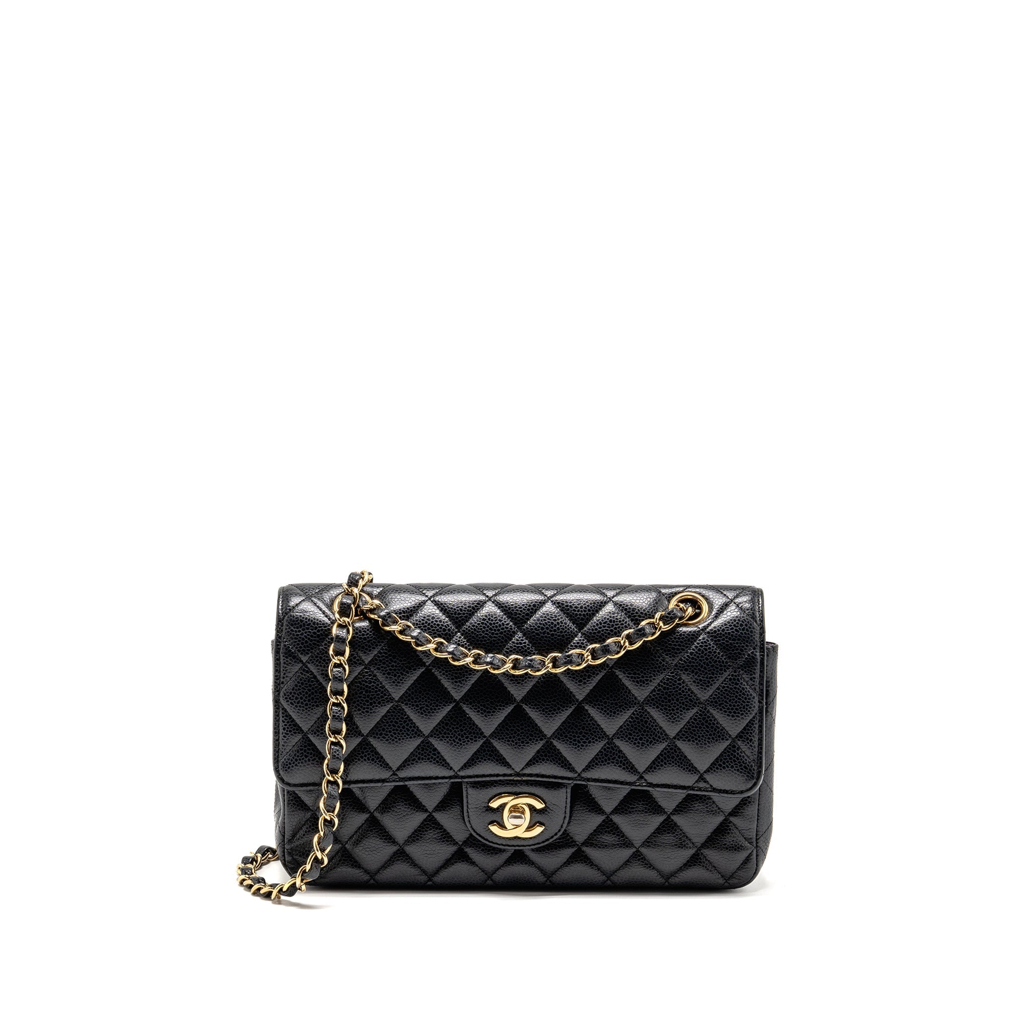 CHANEL MEDIUM CLASSIC DOUBLE FLAP BAG CAVIAR BLACK GHW
