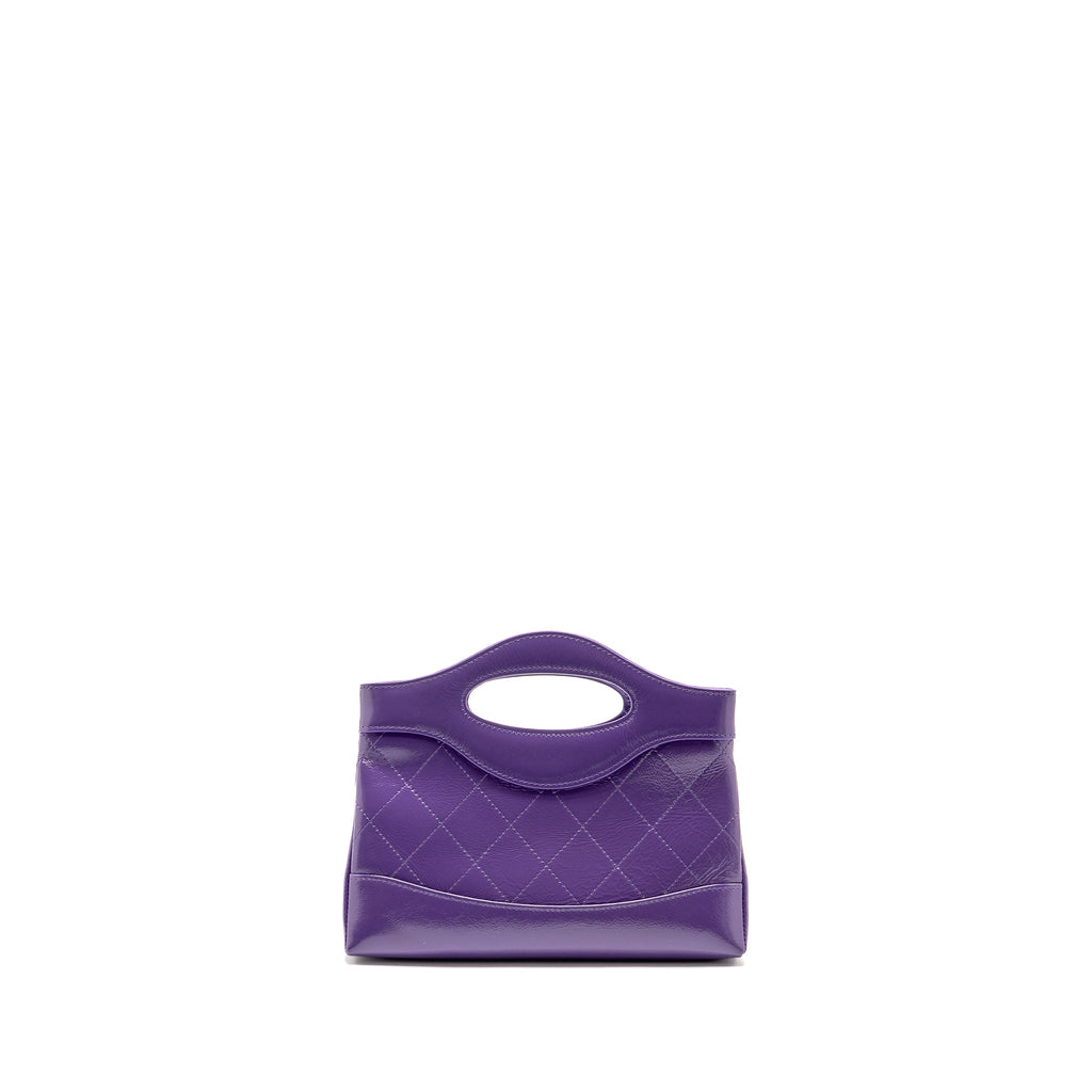 CHANEL MINI 31 CLUTCH WITH CHAIN SHINY CALFSKIN PURPLE LGHW (MICROCHIP)