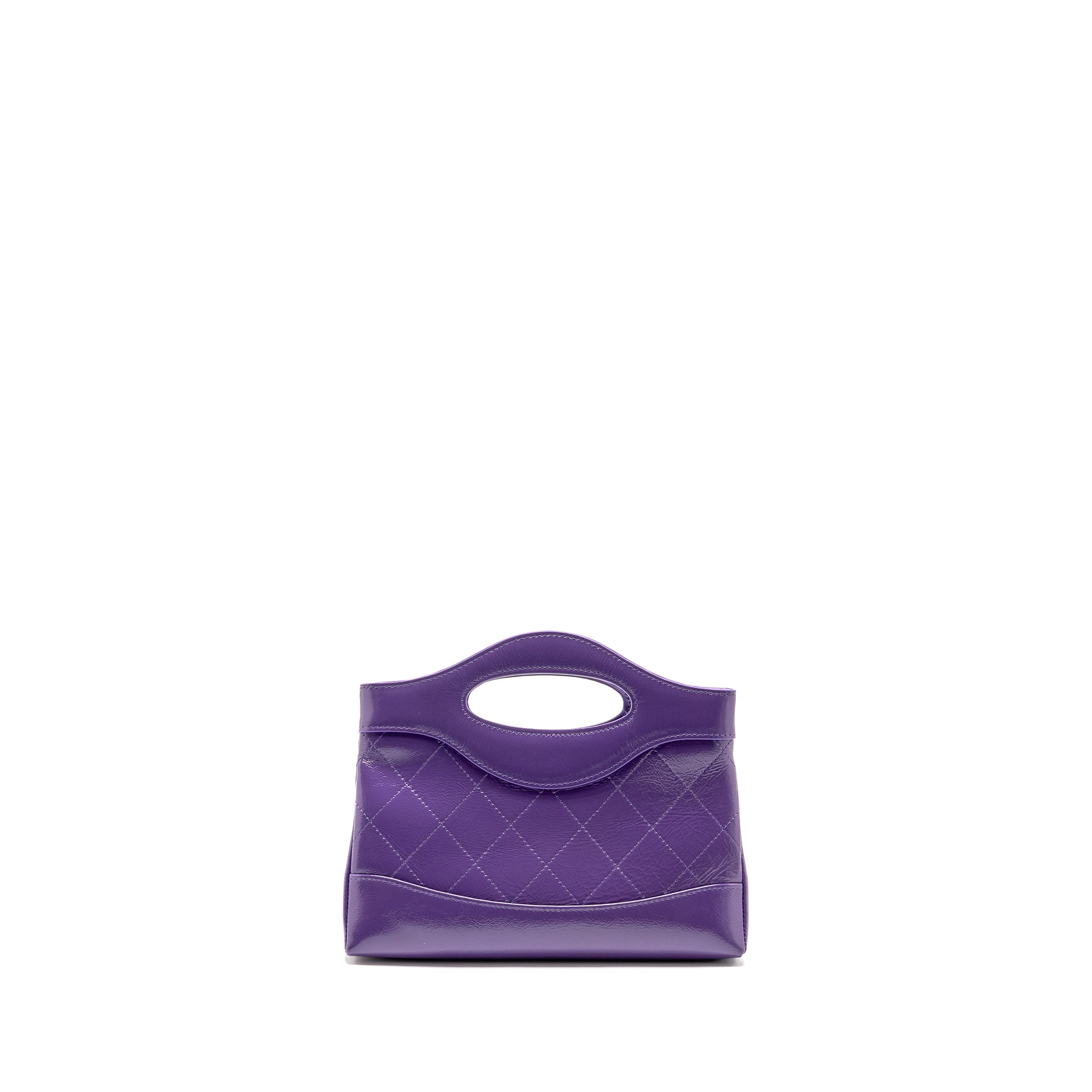 CHANEL MINI 31 CLUTCH WITH CHAIN SHINY CALFSKIN PURPLE LGHW (MICROCHIP)