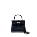 HERMES KELLY 25 CROCODILE NILOTICUS MATT BLUE MARINE SHW