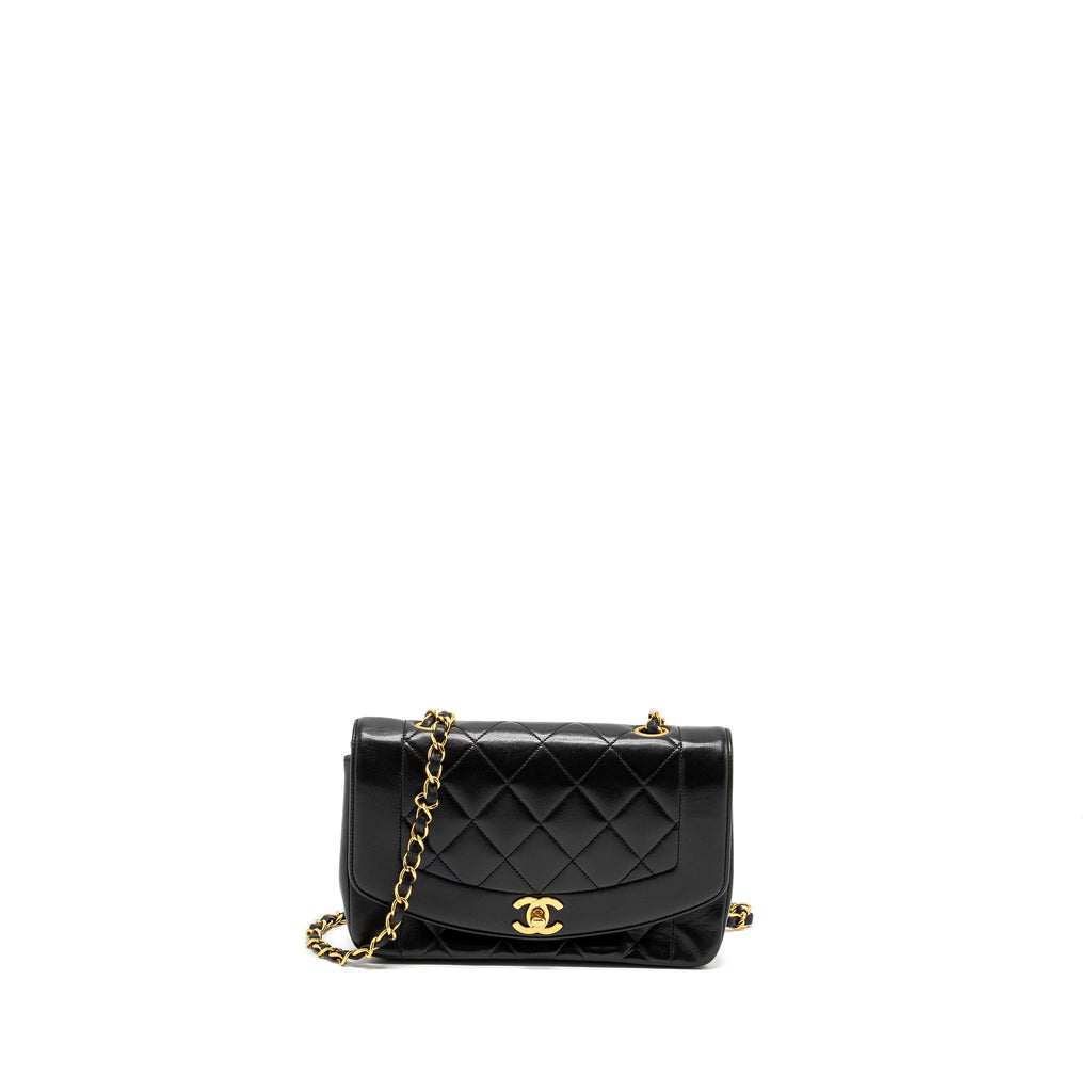 CHANEL VINTAGE SMALL DIANA FLAP BAG LAMBSKIN BLACK GHW