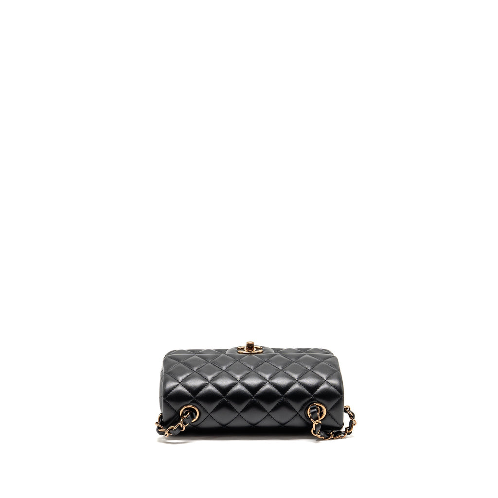 CHANEL MINI RECTANGULAR FLAP BAG LAMBSKIN BLACK RGHW (MICROCHIP)