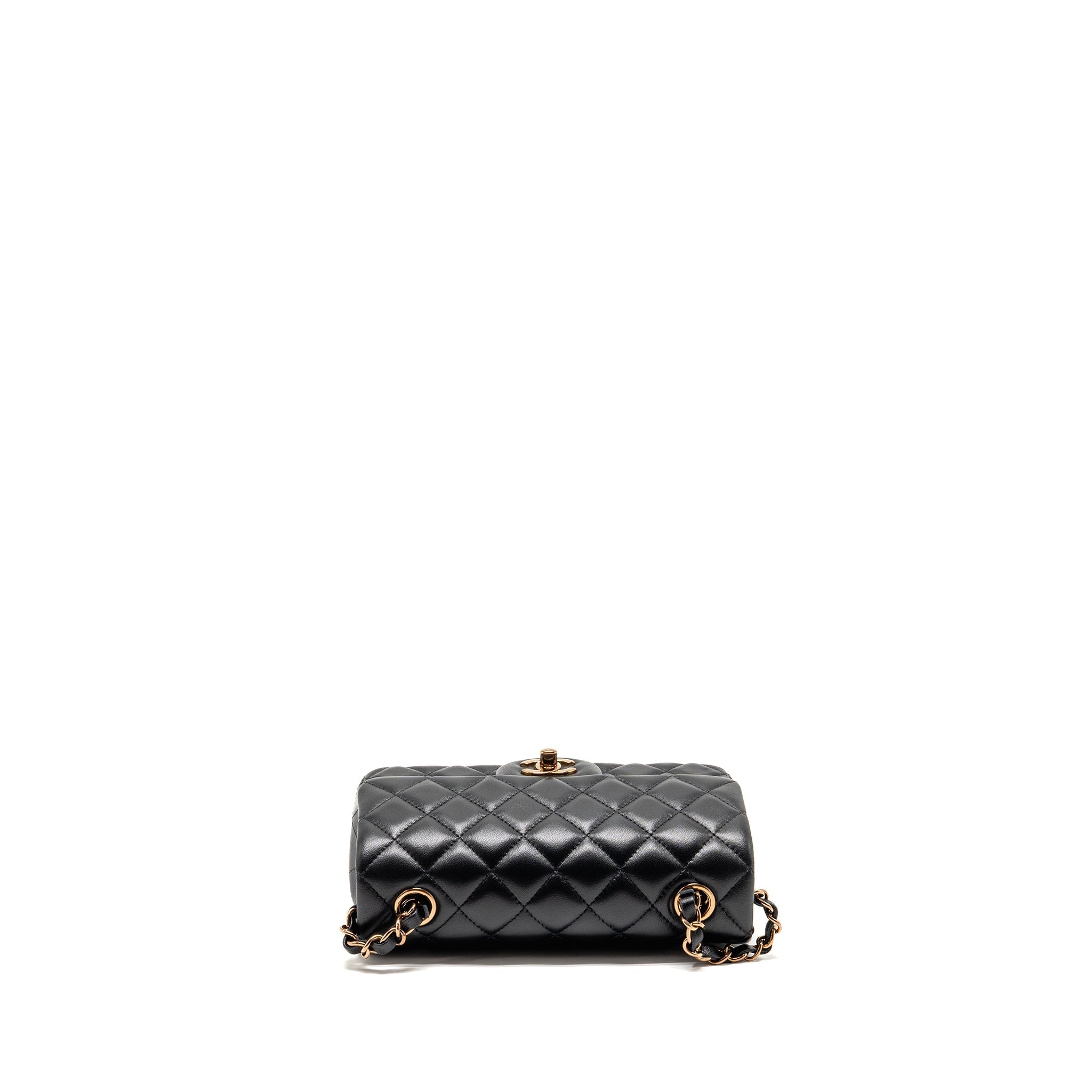 CHANEL MINI RECTANGULAR FLAP BAG LAMBSKIN BLACK RGHW (MICROCHIP)