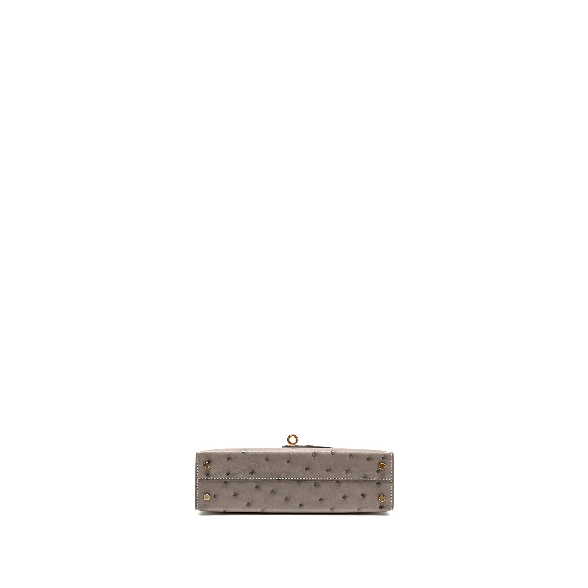 HERMES MINI KELLY II SPECIAL ORDER OSTRICH GRIS TOURTERELLE / BLUE GLACIER LGHW