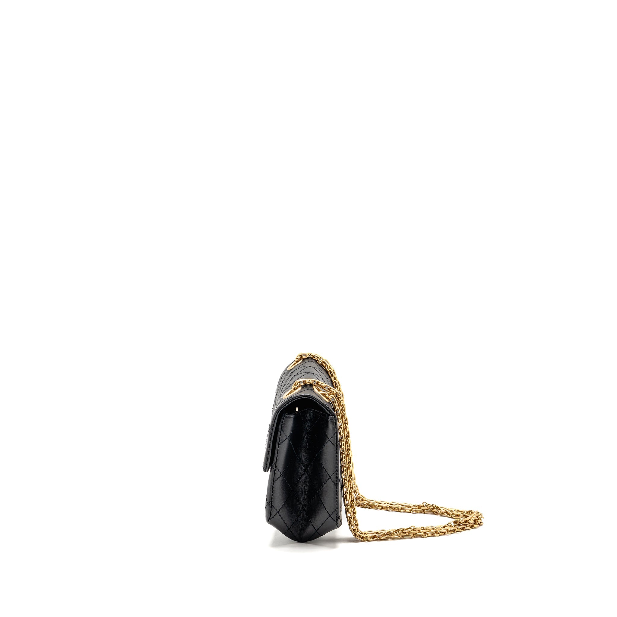 CHANEL MINI 2.55 REISSUE AGED CALFSKIN BLACK GHW (MICROCHIP)