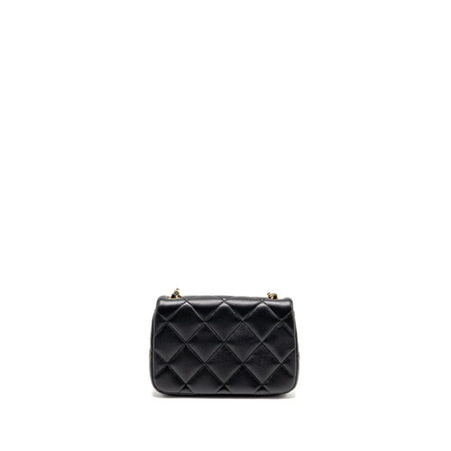 CHANEL PEARL CRUSH MINI SQUARE FLAP BAG LAMBSKIN BLACK GHW (MICROCHIP)
