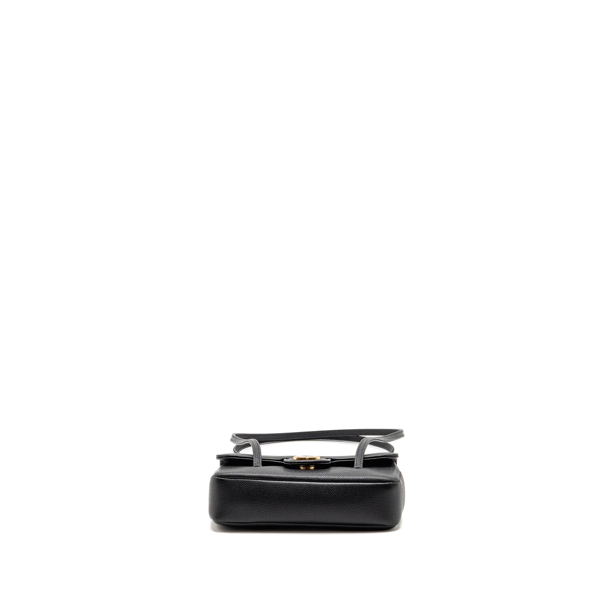 CHANEL 26P PREPPY COCO CLUTCH SHOULDER BAG CAVIAR BLACK GHW (MICROCHIP)