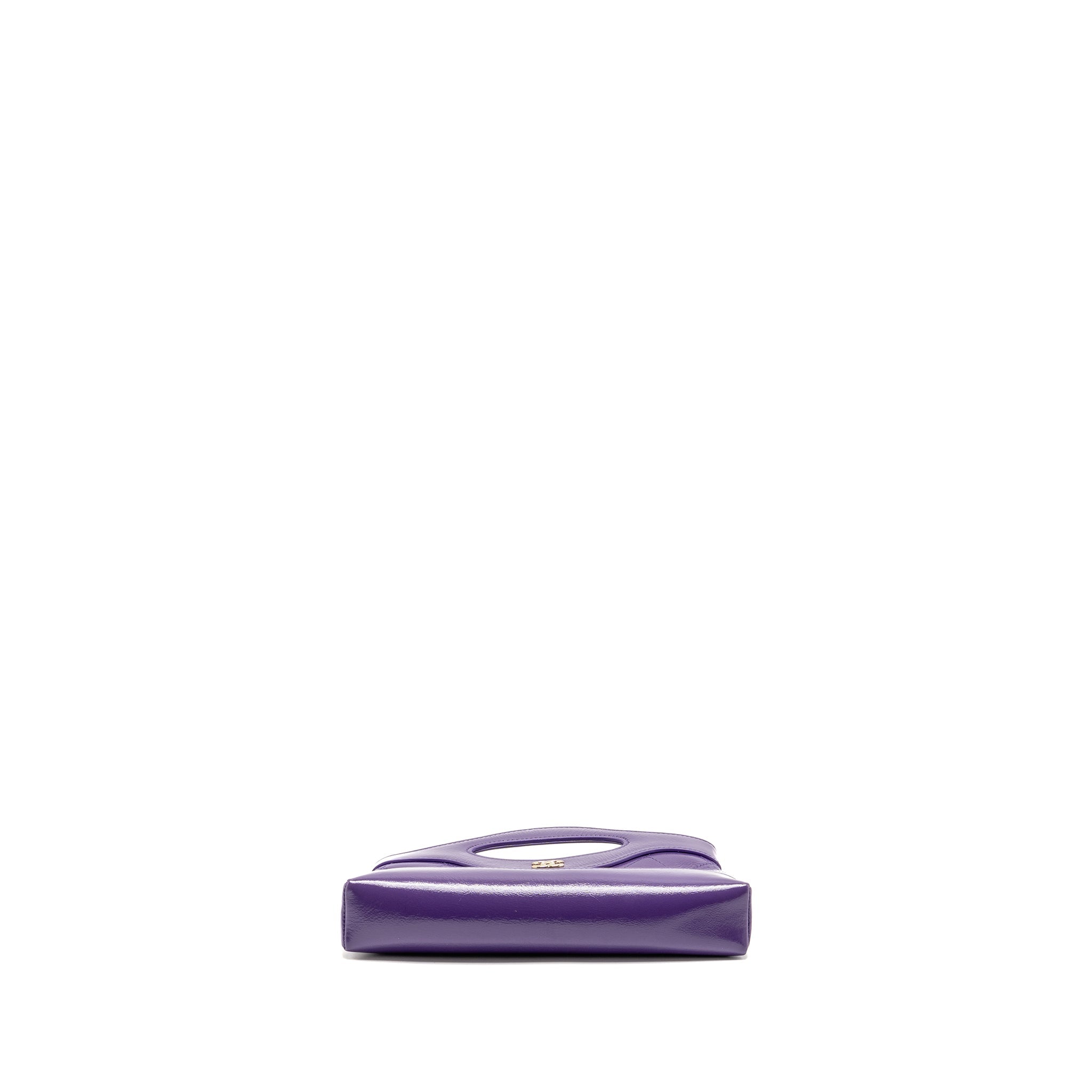 CHANEL MINI 31 CLUTCH WITH CHAIN SHINY CALFSKIN PURPLE LGHW (MICROCHIP)