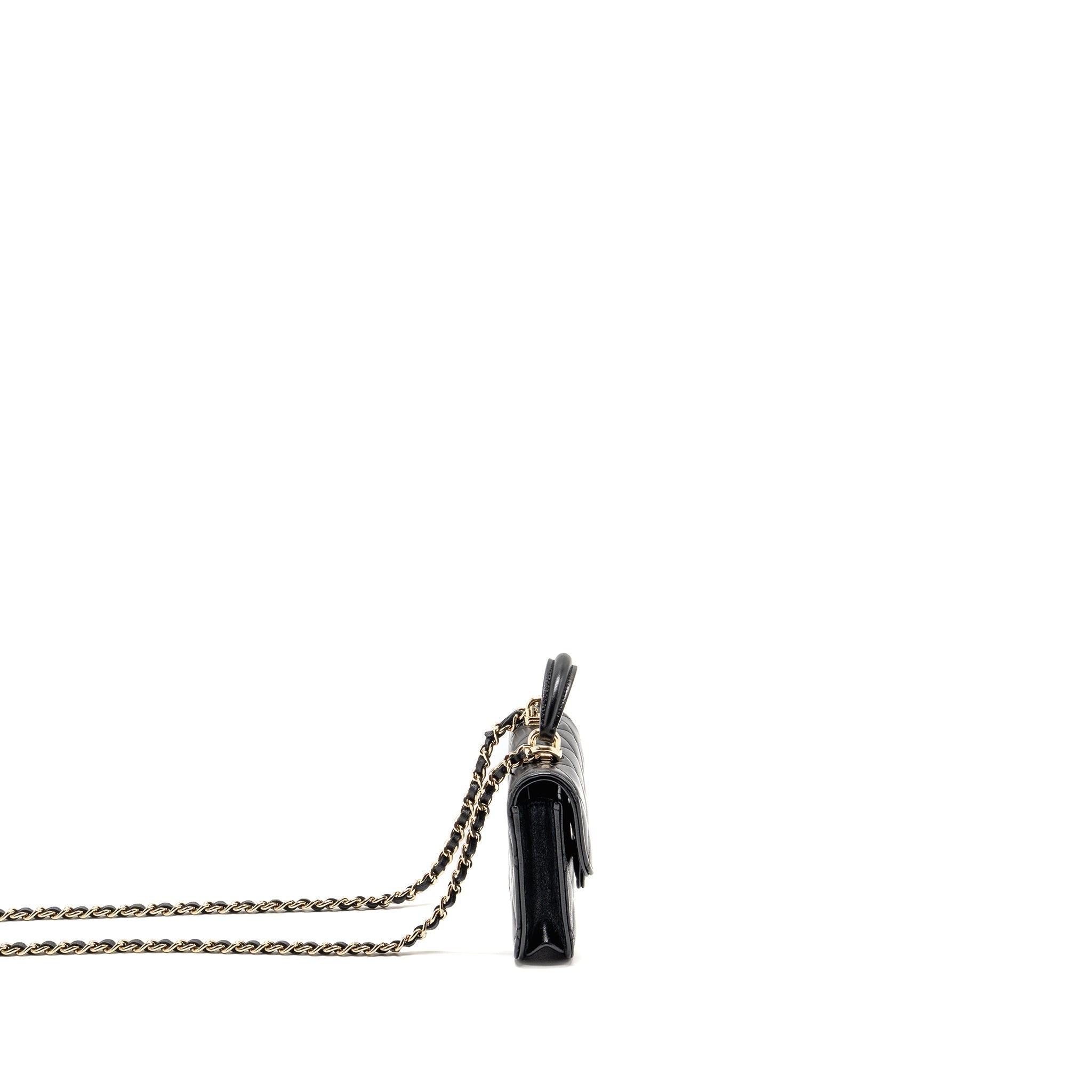 CHANEL TOP HANDLE MINI FLAP BAG LAMBSKIN BLACK LGHW