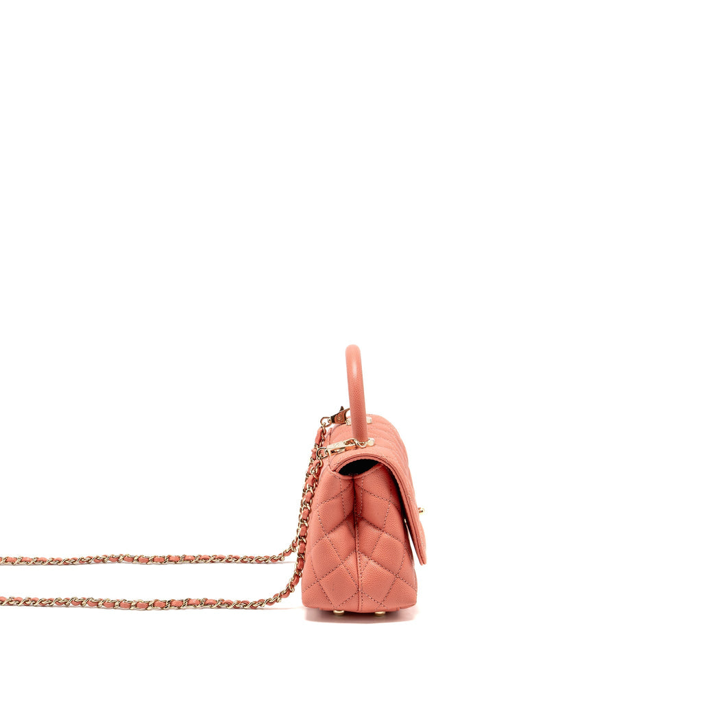 CHANEL MINI COCO HANDLE CAVIAR PINK LGHW (MICROCHIP)
