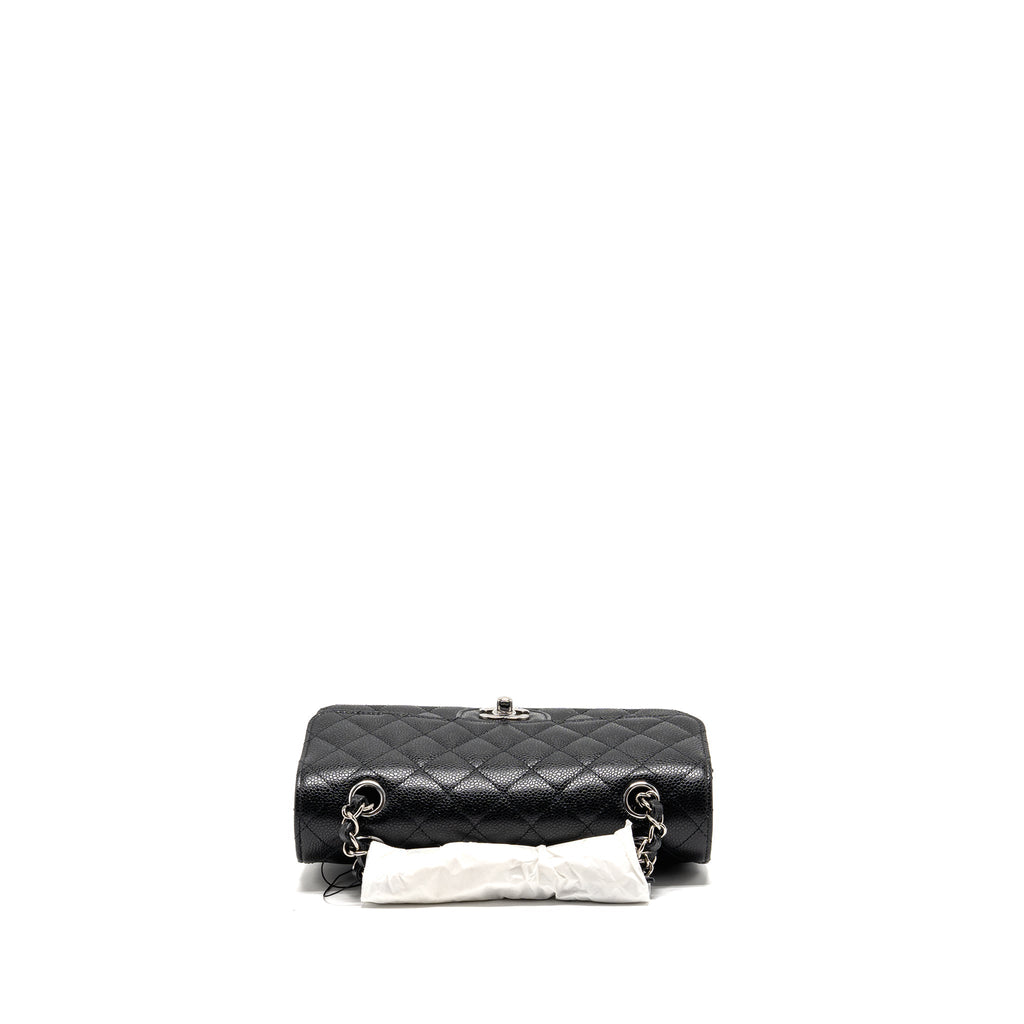 CHANEL SMALL CLASSIC DOUBLE FLAP BAG CAVIAR BLACK SHW