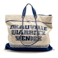 CHANEL 19P DEAUVILLE BIARRITZ VENICE TOTE TWEED WHITE / BLUE SHW