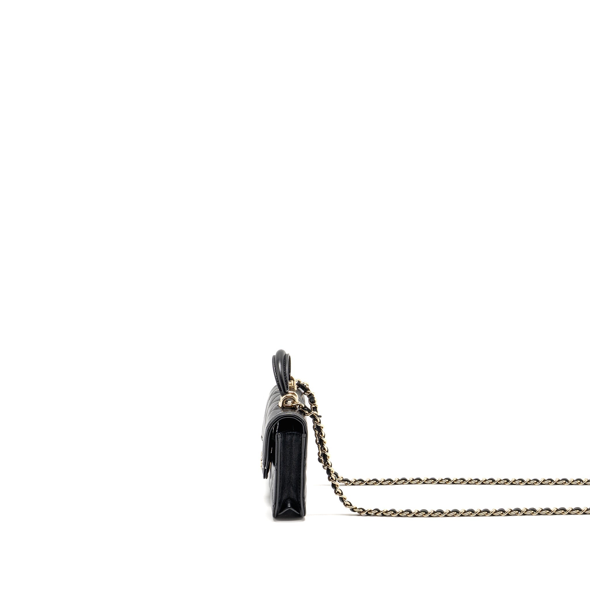 CHANEL TOP HANDLE MINI FLAP BAG LAMBSKIN BLACK LGHW
