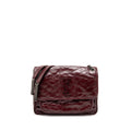 SAINT LAURENT YSL MEDIUM NIKI SHOULDER BAG CALFSKIN BURGUNDY RUTHENIUM SHW
