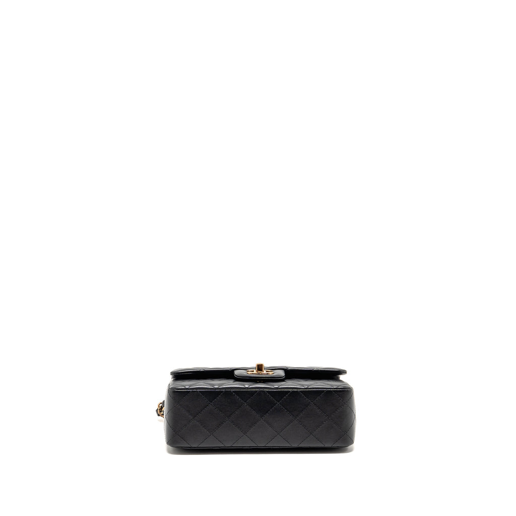 CHANEL MINI RECTANGULAR FLAP BAG LAMBSKIN BLACK RGHW (MICROCHIP)