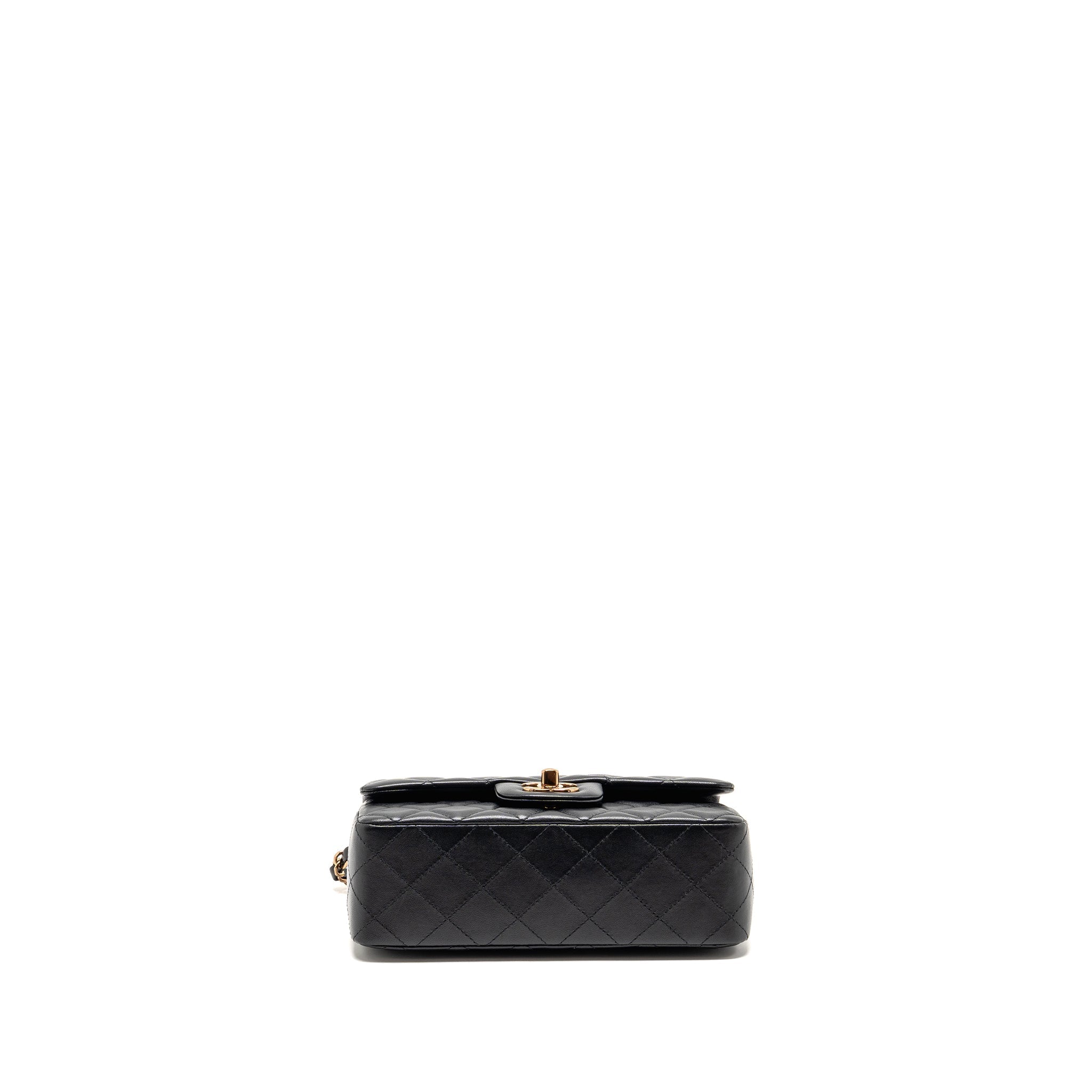 CHANEL MINI RECTANGULAR FLAP BAG LAMBSKIN BLACK RGHW (MICROCHIP)