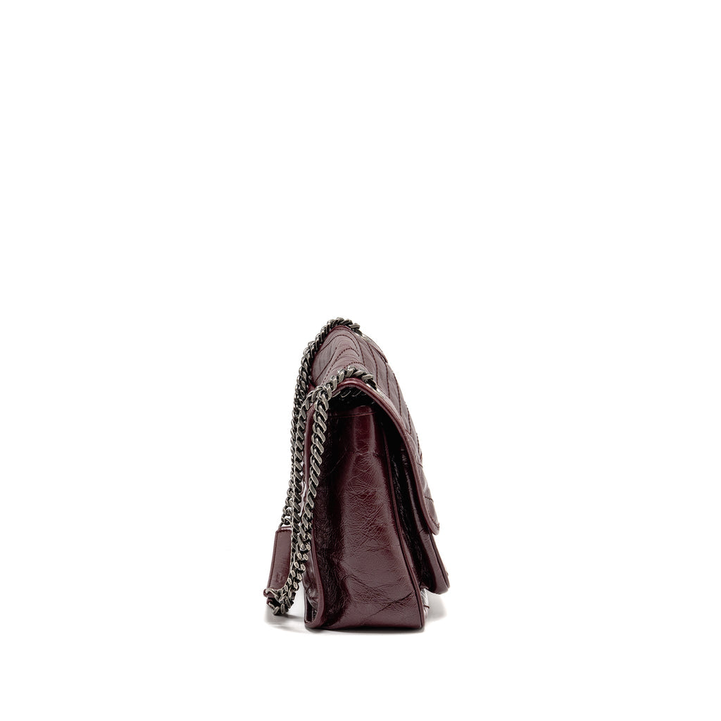 SAINT LAURENT YSL MEDIUM NIKI SHOULDER BAG CALFSKIN BURGUNDY RUTHENIUM SHW
