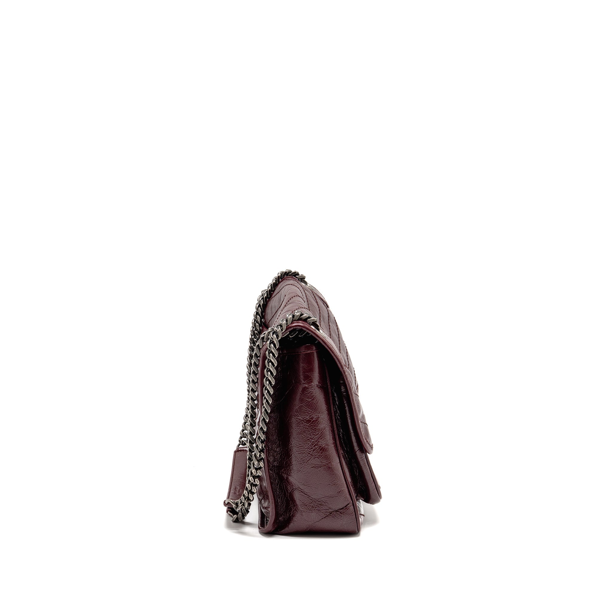 SAINT LAURENT YSL MEDIUM NIKI SHOULDER BAG CALFSKIN BURGUNDY RUTHENIUM SHW