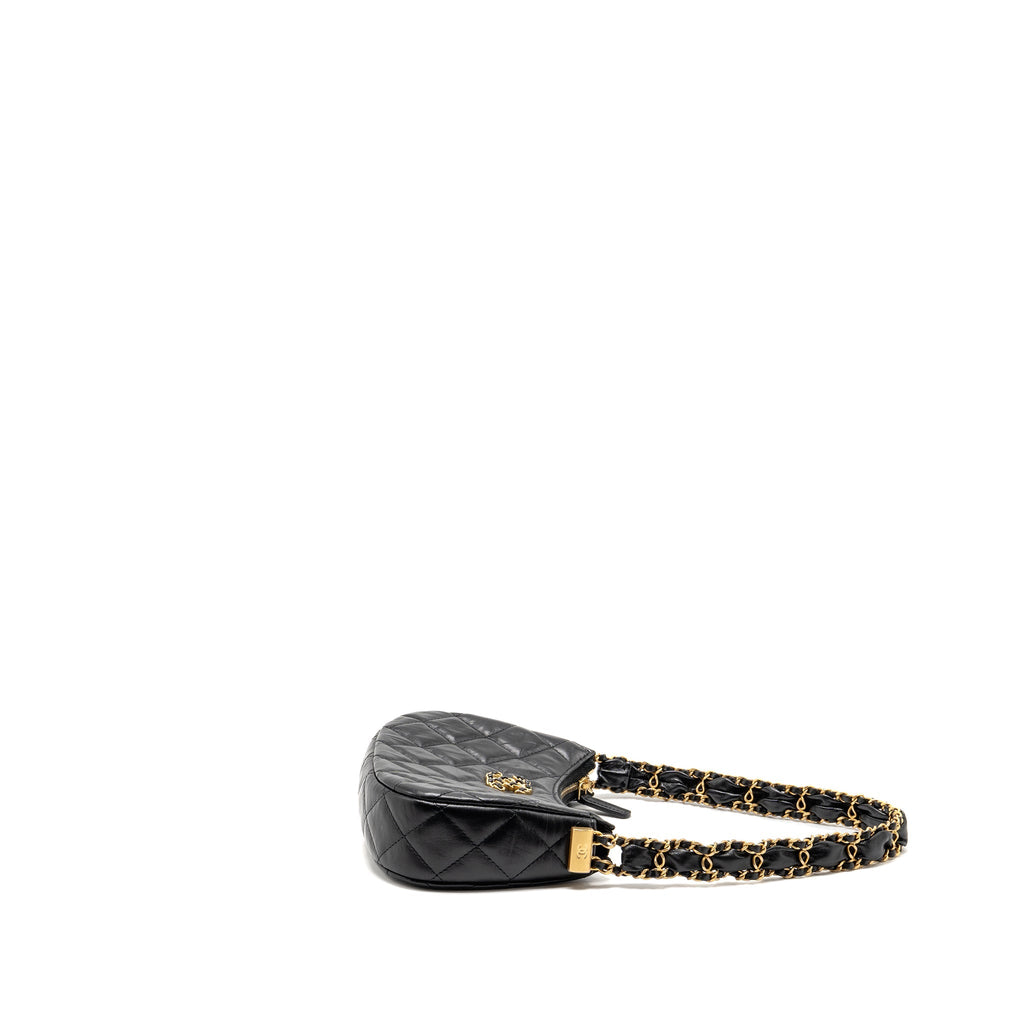CHANEL 23K SMALL 19 HOBO SHOULDER BAG CALFSKIN BLACK GHW (MICROCHIP)