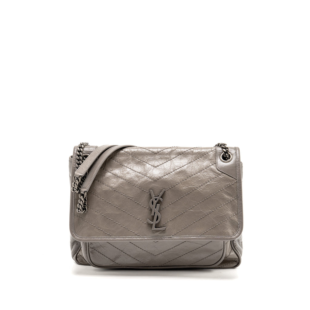 SAINT LAURENT / YSL LARGE NIKI BAG CALFSKIN GREY SHW