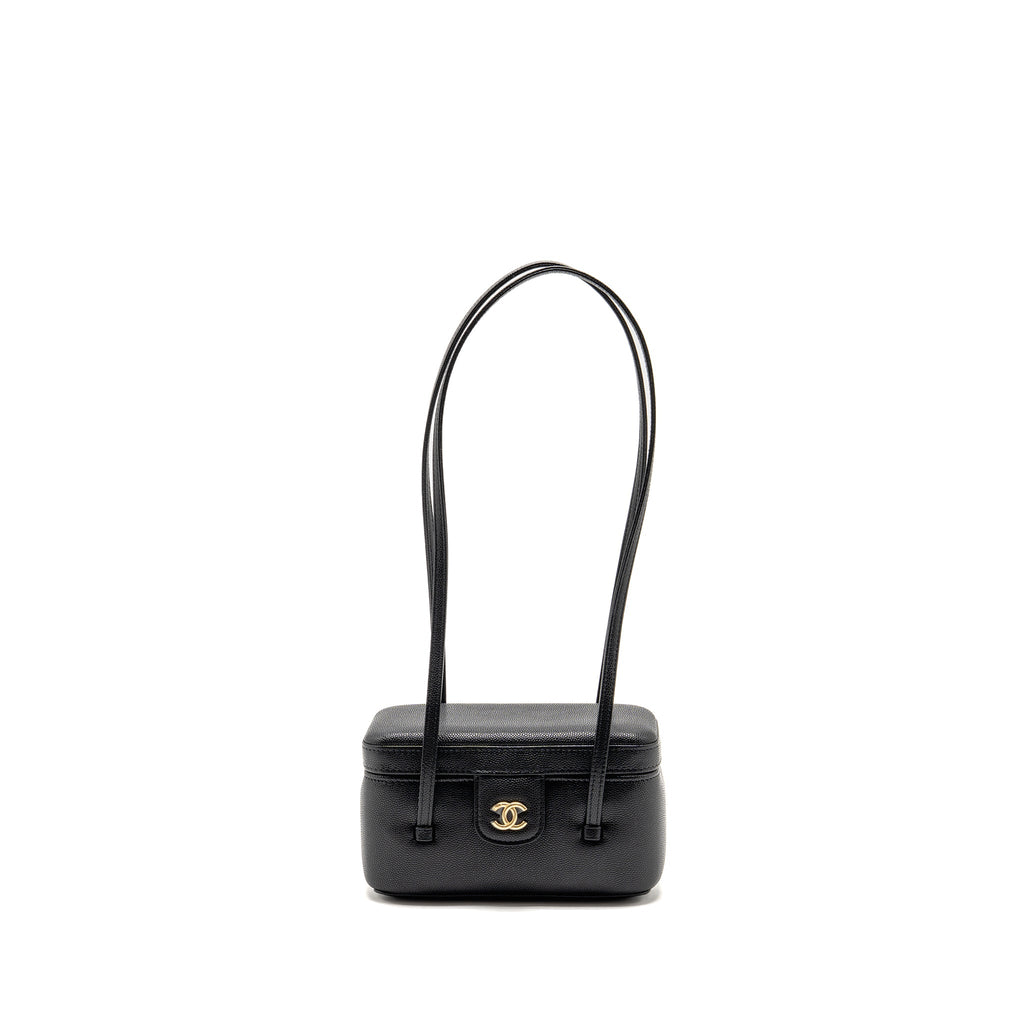 CHANEL 26P PREPPY COCO MINI VANITY SHOULDER BAG CAVIAR BLACK GHW (MICROCHIP)