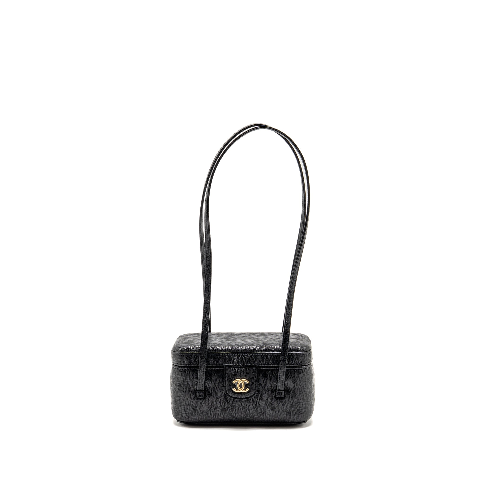 CHANEL 26P PREPPY COCO MINI VANITY SHOULDER BAG CAVIAR BLACK GHW (MICROCHIP)