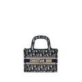 DIOR MINI BOOK TOTE BAG BLUE OBLIQUE EMBRIODERY