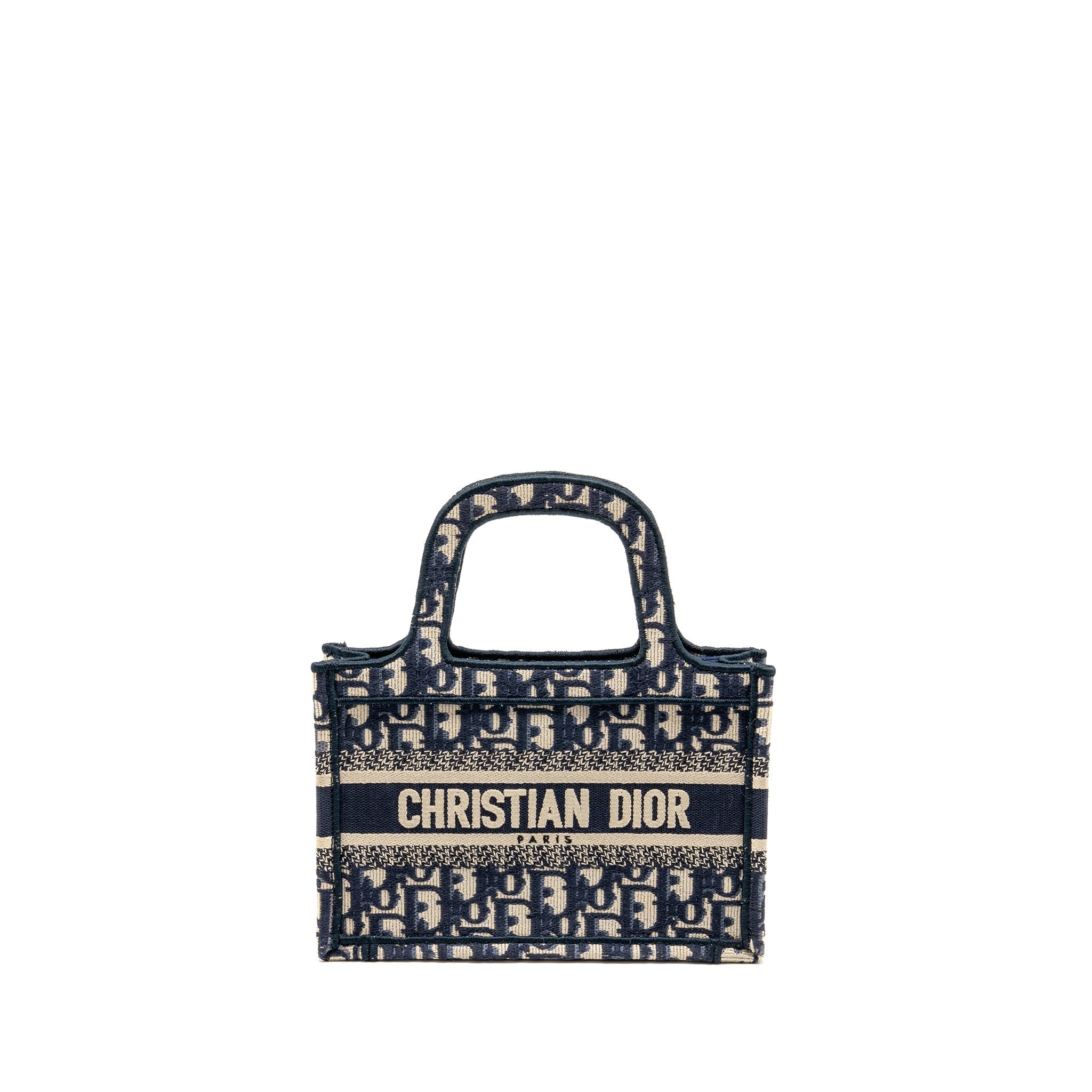 DIOR MINI BOOK TOTE BAG BLUE OBLIQUE EMBRIODERY