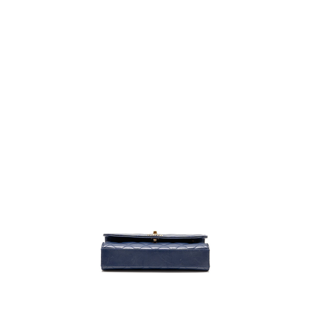 CHANEL TRENDY CC MINI WALLET ON CHAIN LAMBSKIN BLUE LGHW (MICROCHIP)