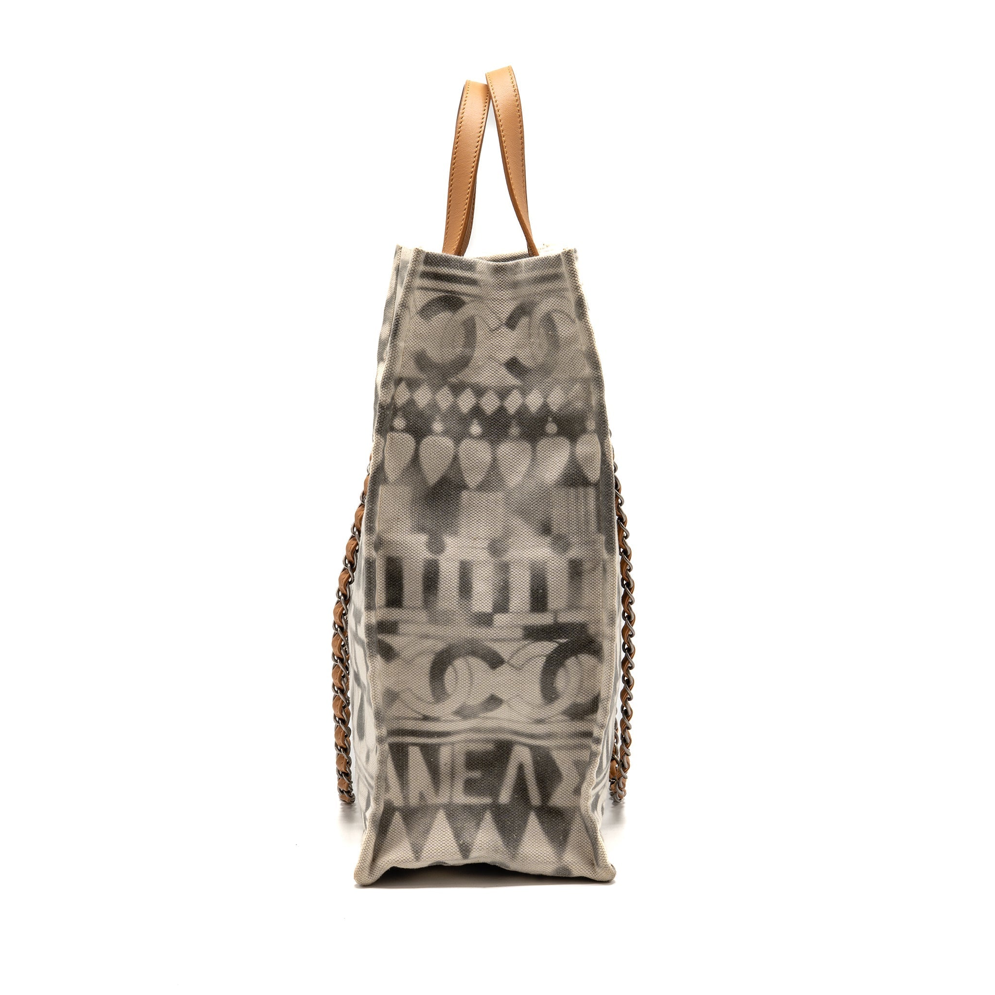 CHANEL ILIAD SHOPPING TOTE BAG PRINTED CANVAS/LEATHER MULTICOLOURED SHW